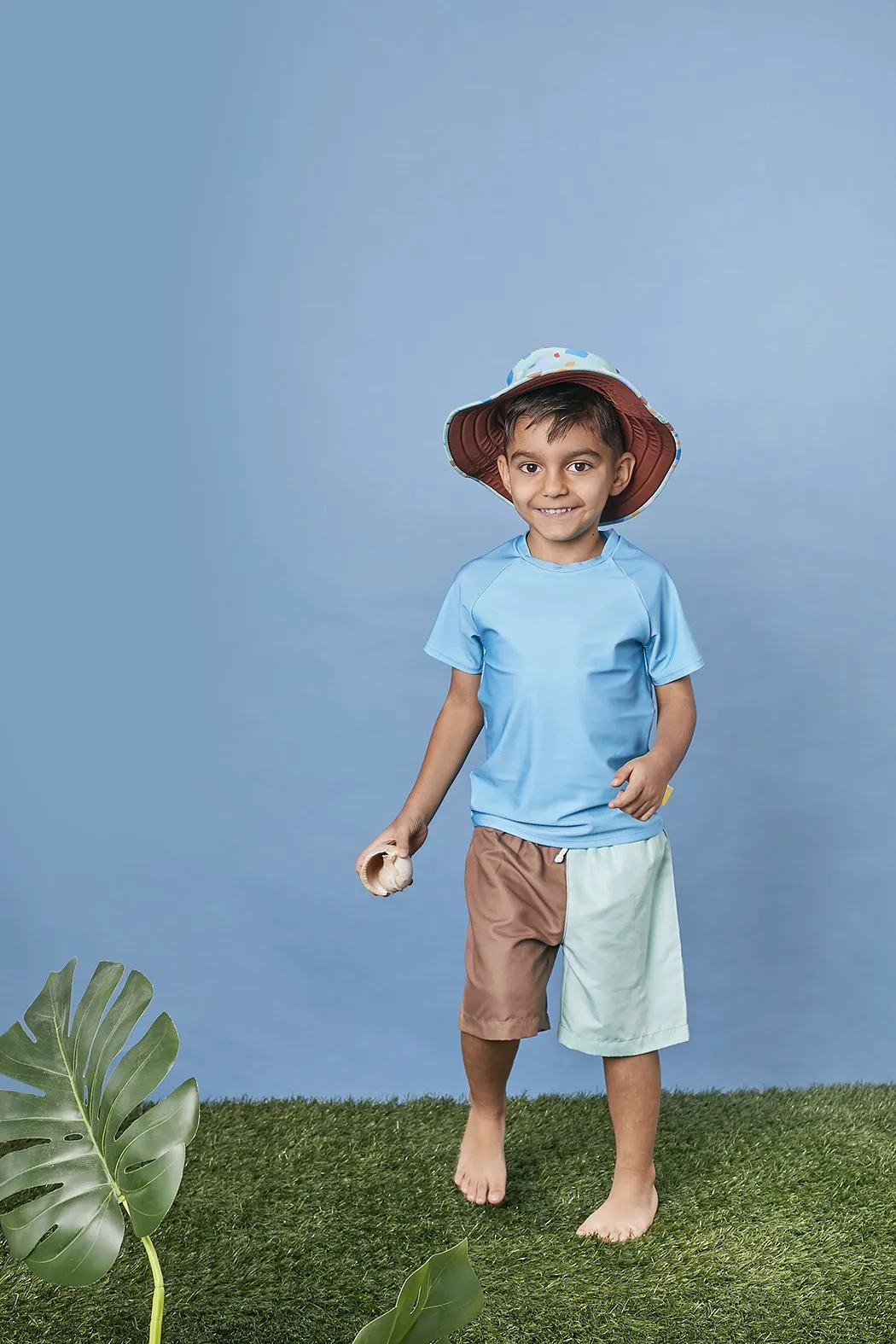 Quick Dry Boardshorts Recycled Material | Mint & Brown
