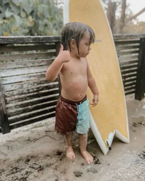Quick Dry Boardshorts Recycled Material | Mint & Brown