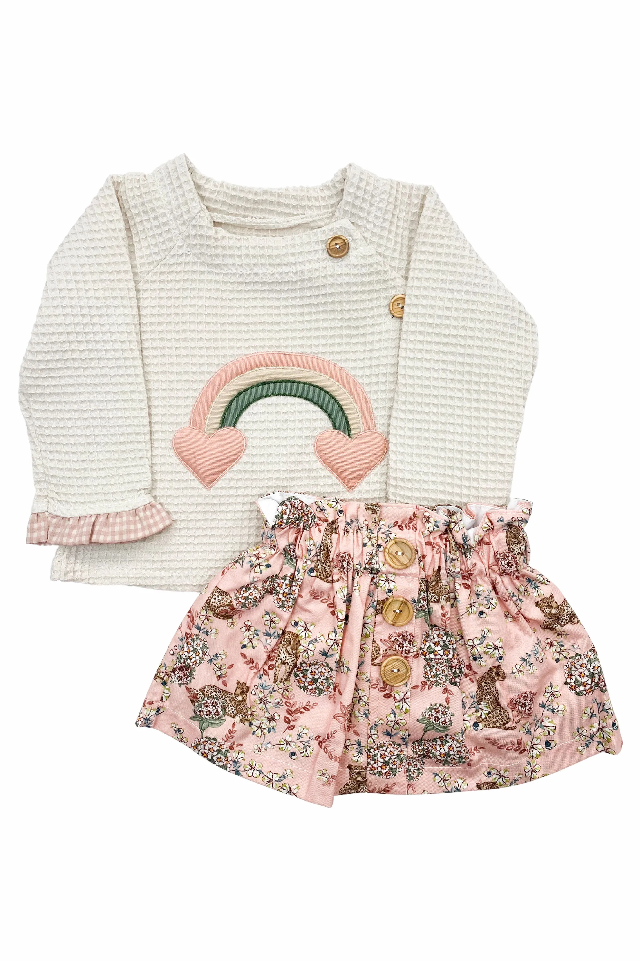 "Amelie" Stone Rainbow Top & Skirt
