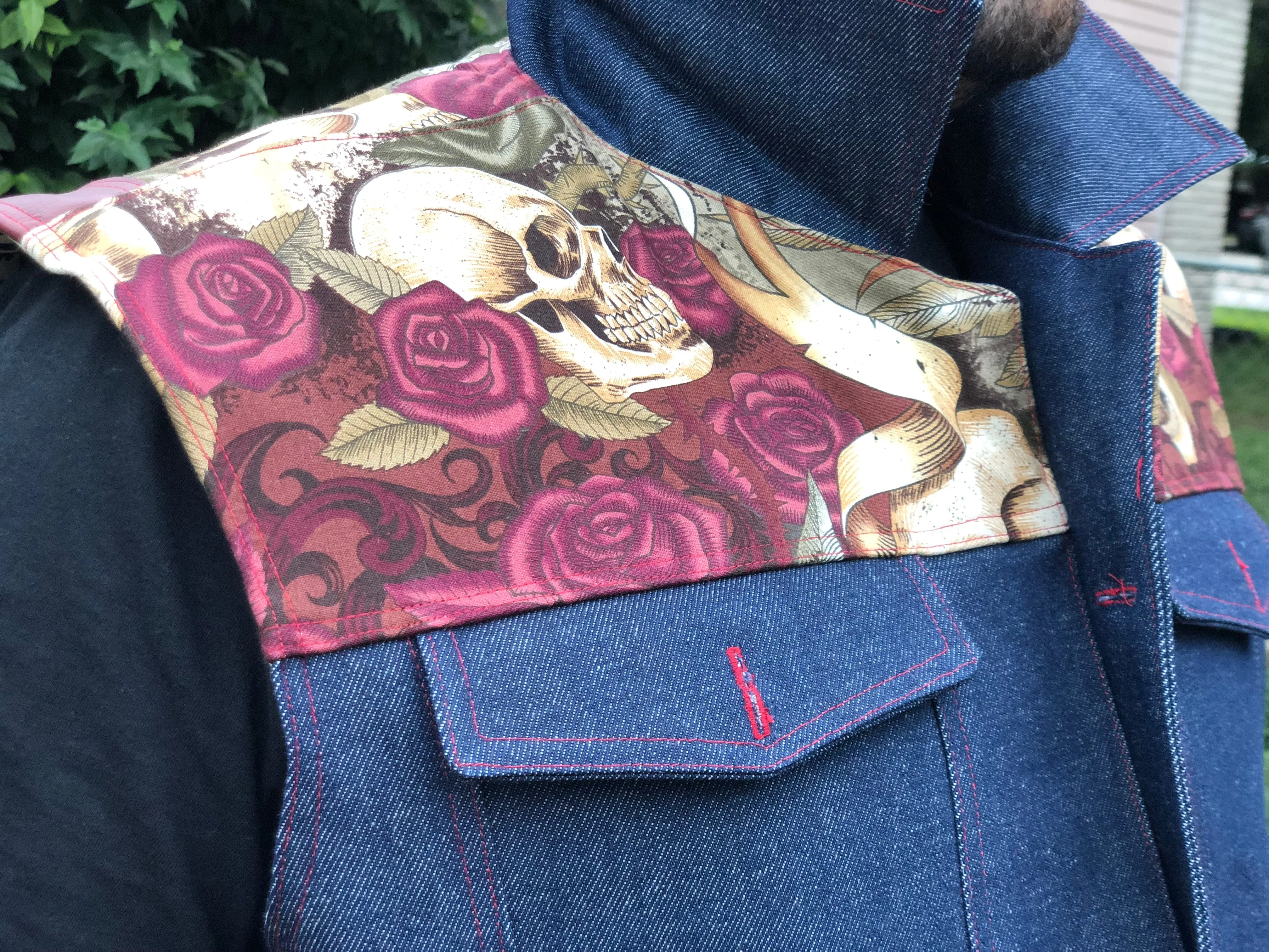 "King I am" denim and leather vest