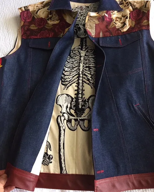 "King I am" denim and leather vest