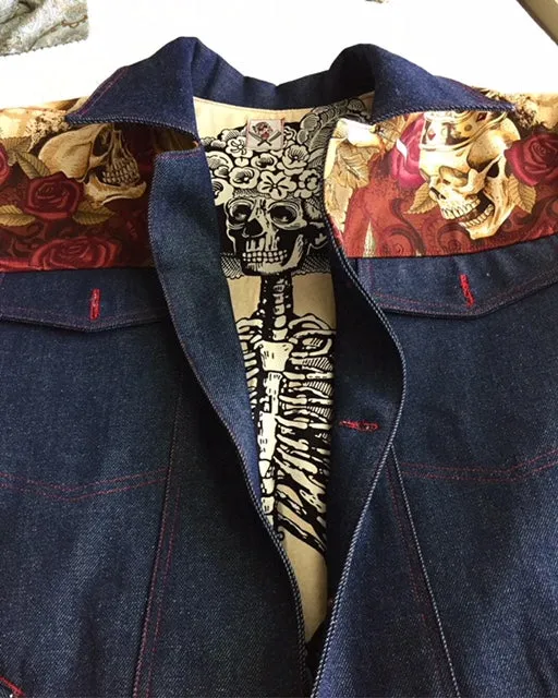 "King I am" denim and leather vest