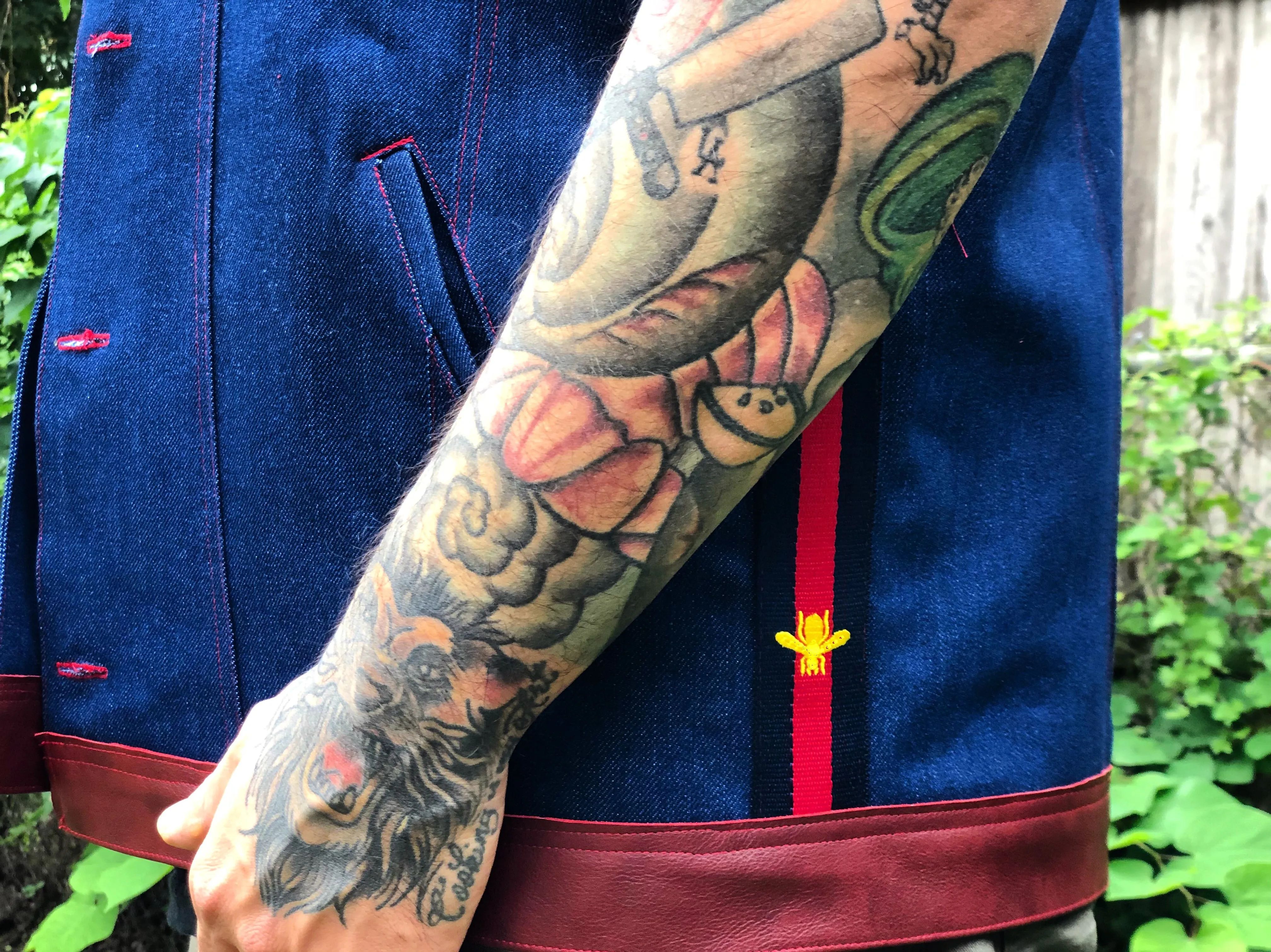 "King I am" denim and leather vest