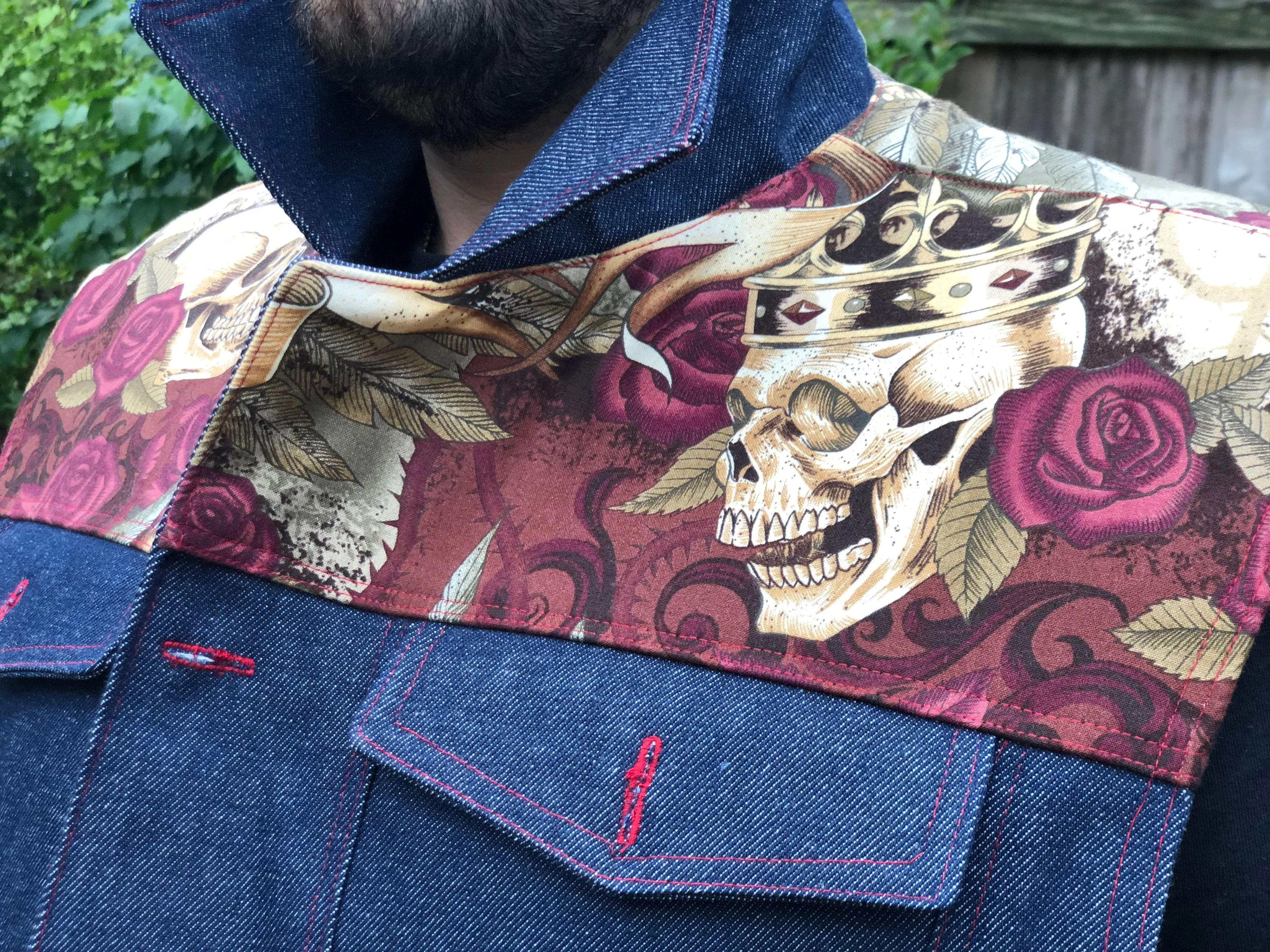 "King I am" denim and leather vest