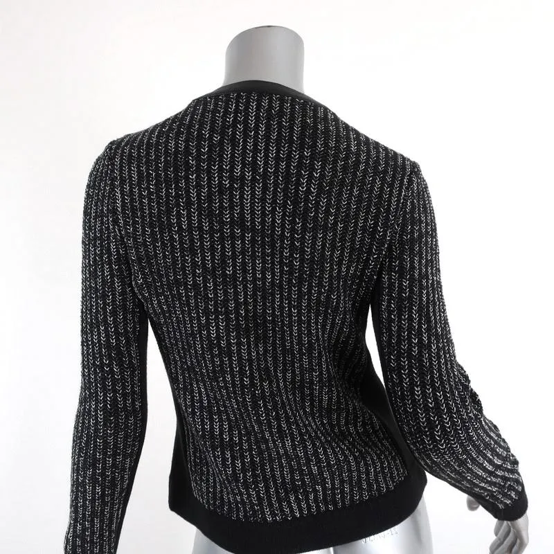 Rag & Bone Jacket Paula Black Leather-Trim Ribbed Knit Size Extra Small