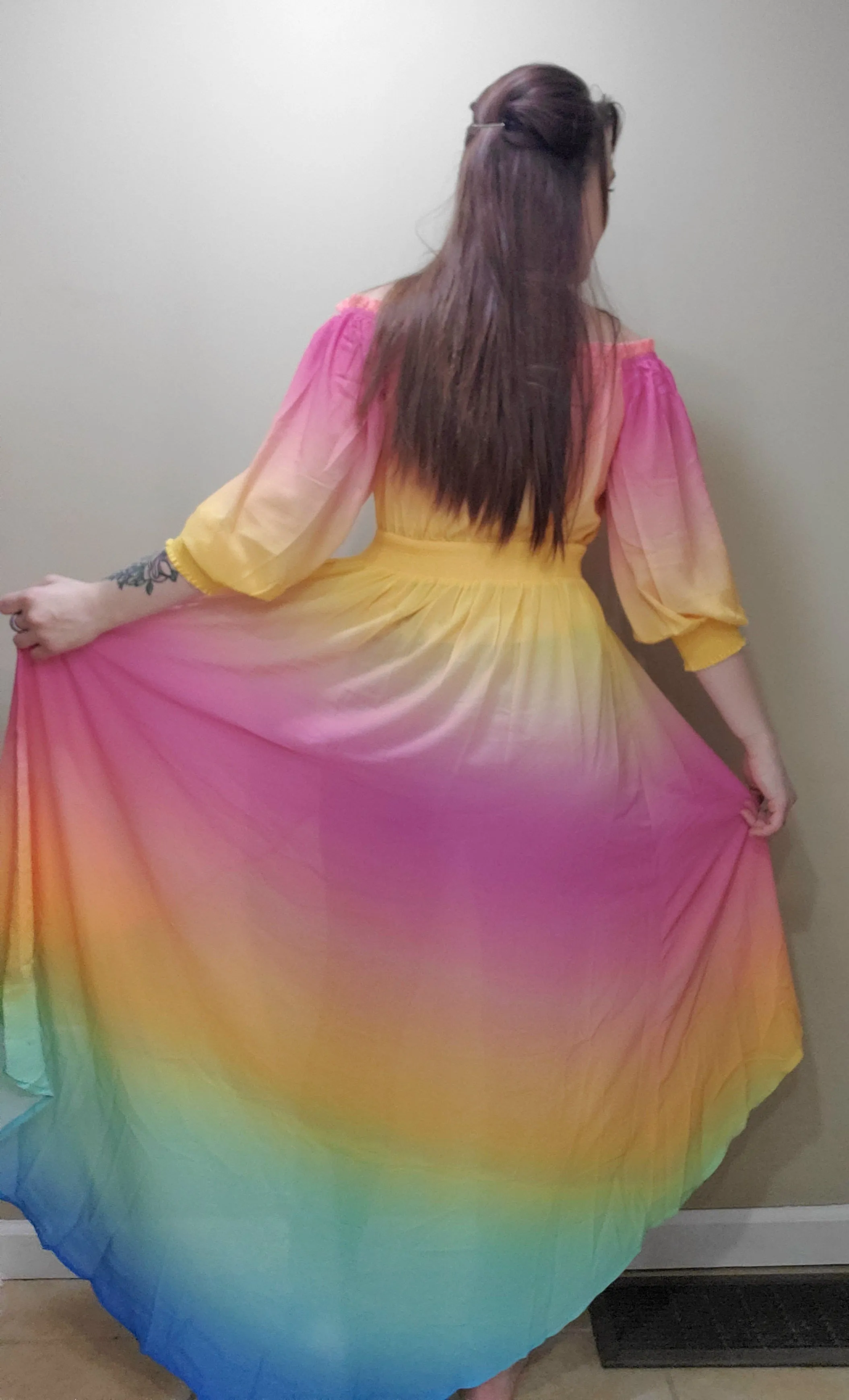Rainbow Ombre Off Shoulder Top