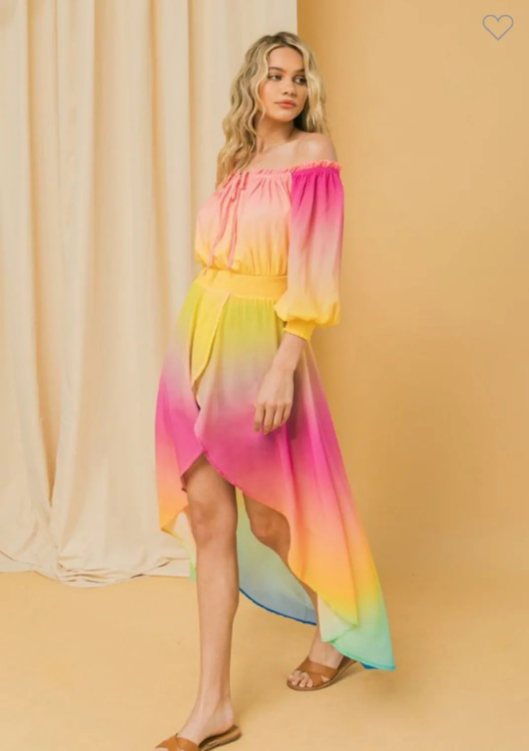Rainbow Ombre Off Shoulder Top