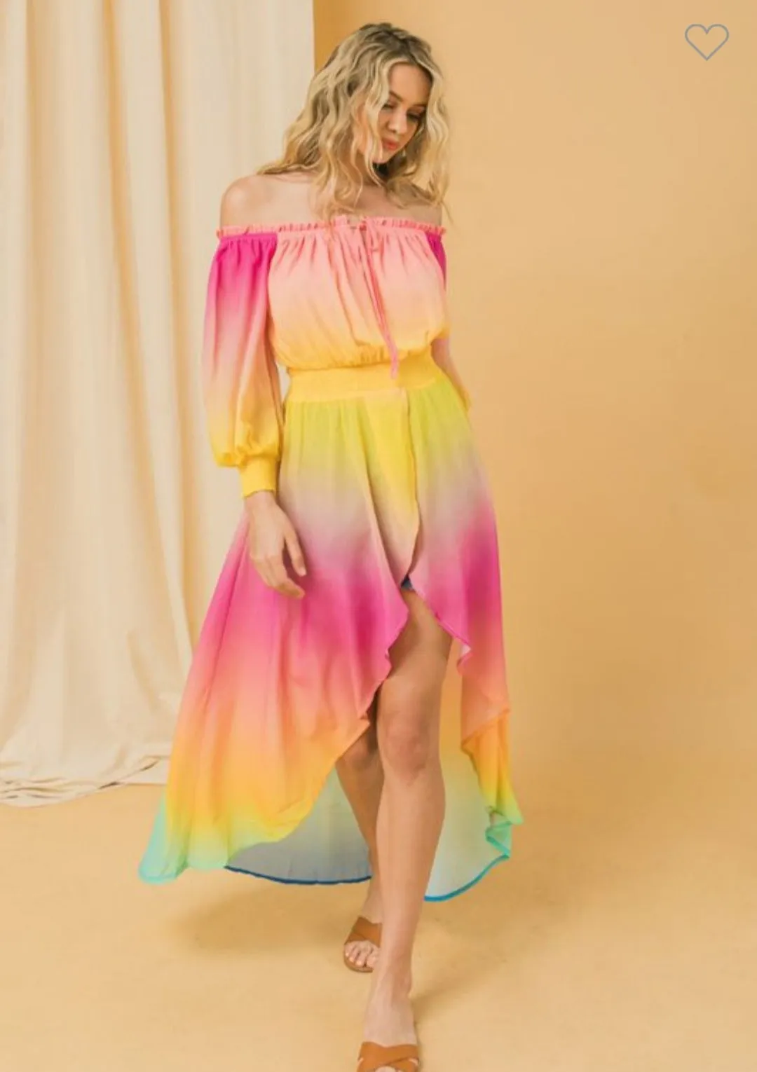 Rainbow Ombre Off Shoulder Top