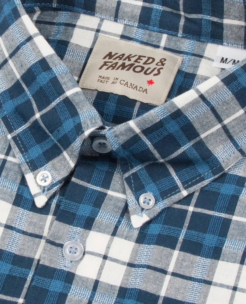 Raised Dobby Plaid Regular Shirt  White / Blue