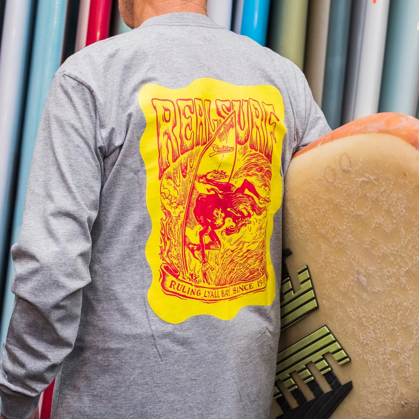 REAL SURF CLASSIC L/SL TEE GREY MARLE