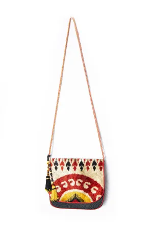 Red Silk and Velvet Ikat Bag