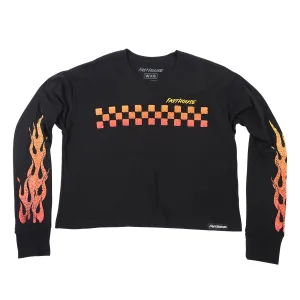 Ricky Women's Long Sleeve Crop Tee - Black