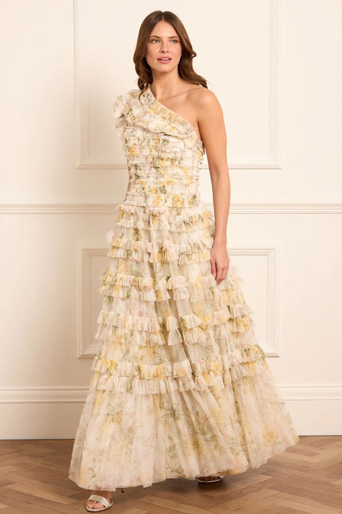 Rose Lisette One-Shoulder Gown
