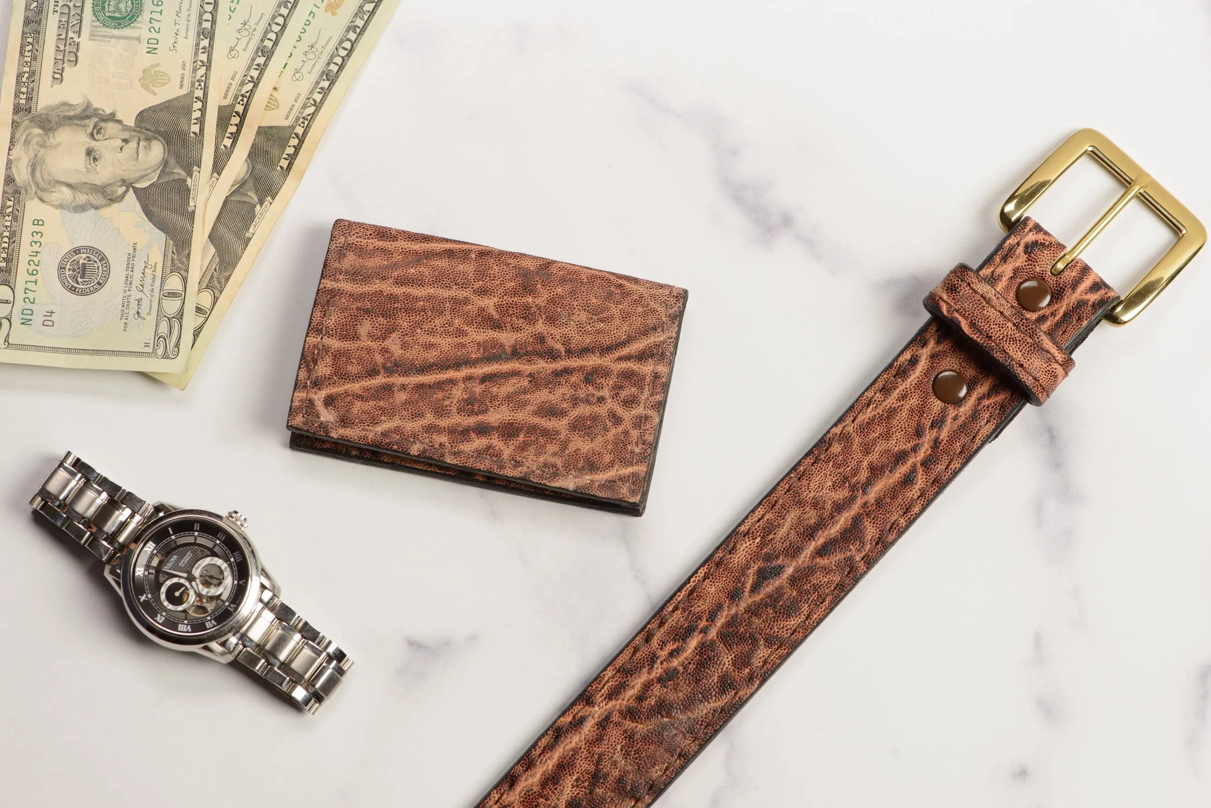 Rustic Brown Elephant Credit Card & Business Card Wallet