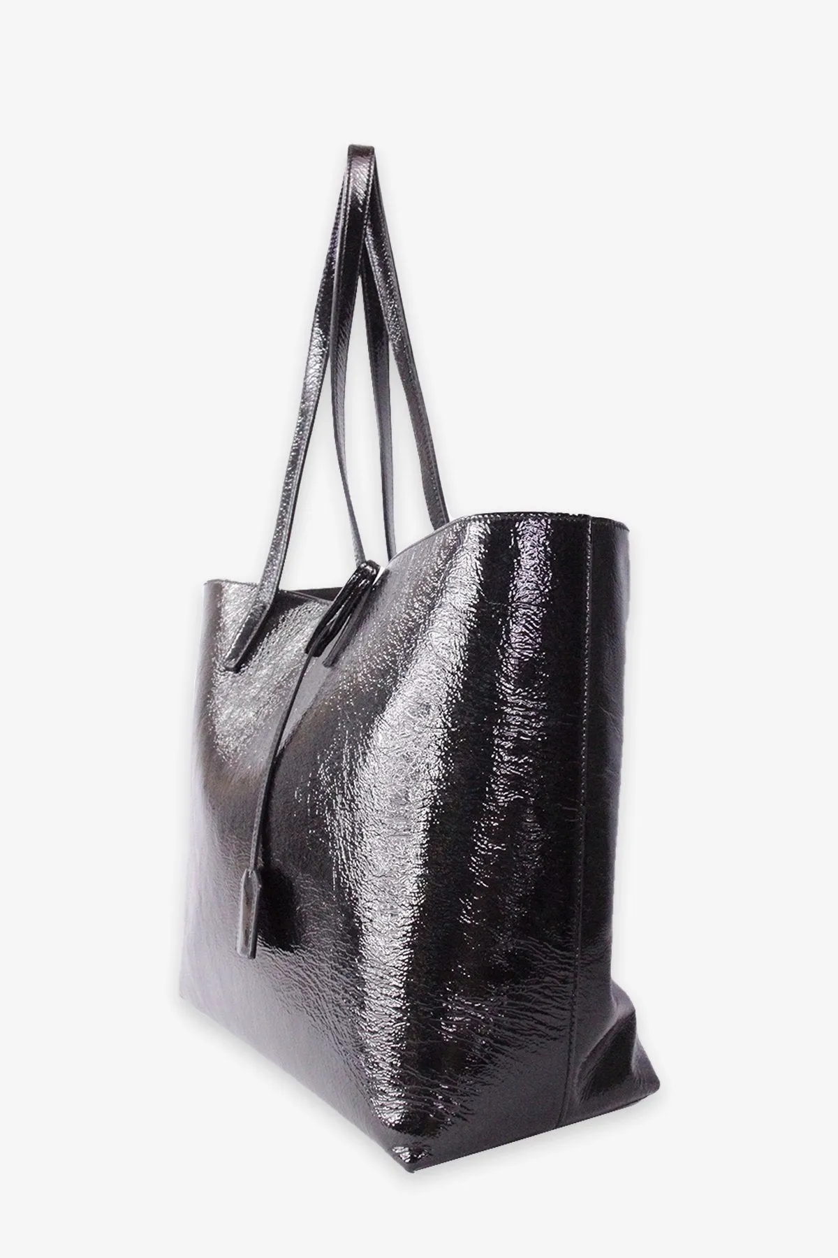Saint Laurent Black Patent Shopping Tote
