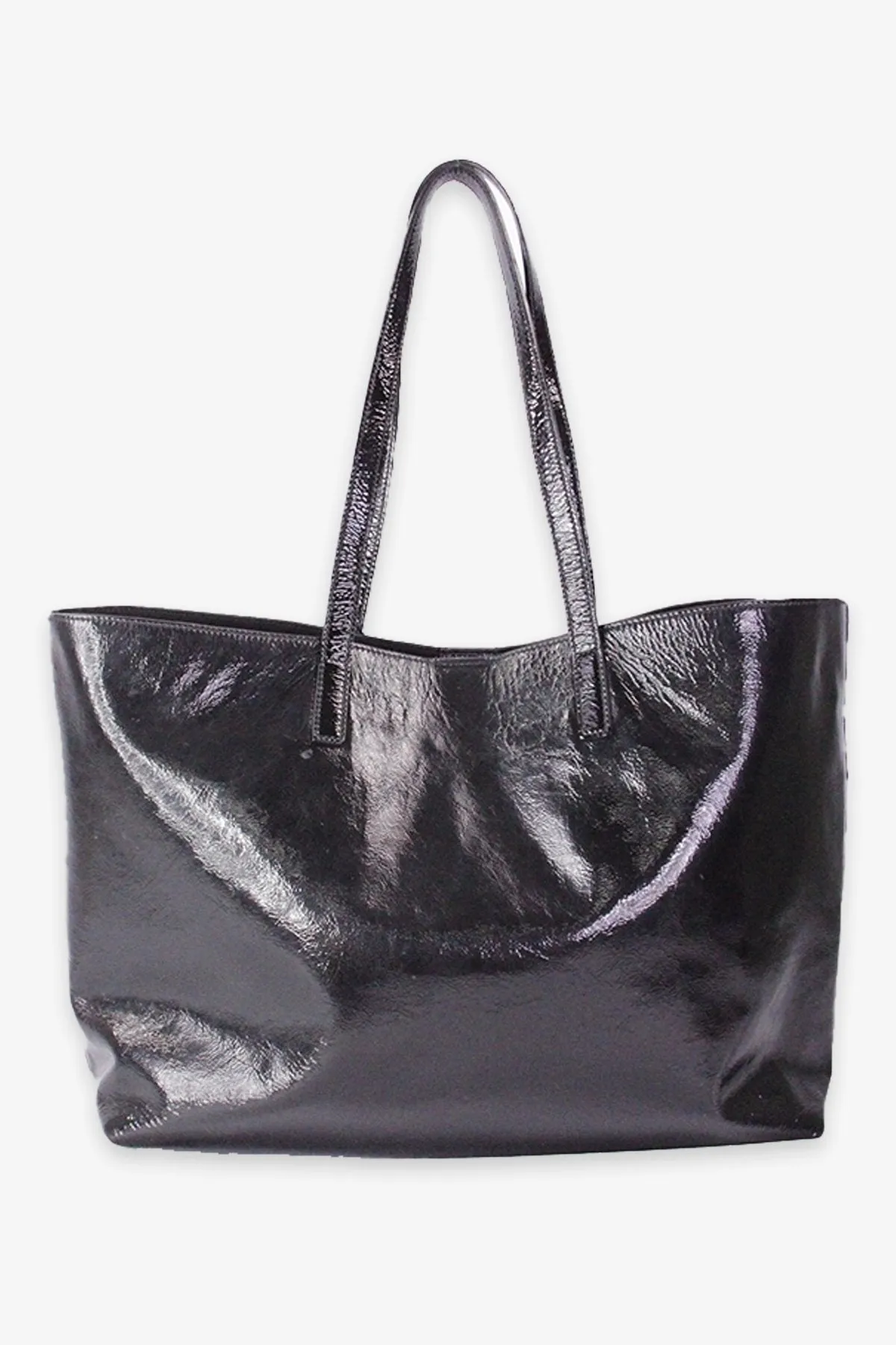 Saint Laurent Black Patent Shopping Tote