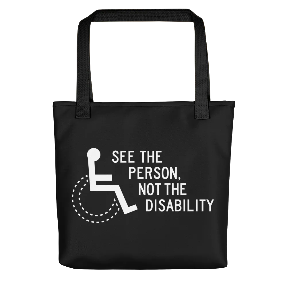 See the Person, Not the Disability (Black Tote Bag)