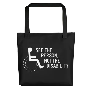 See the Person, Not the Disability (Black Tote Bag)