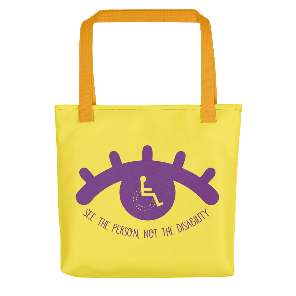 See the Person, Not the Disability (Eyelash Design) Yellow Tote Bag