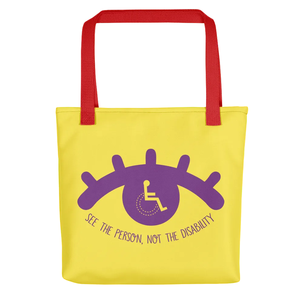 See the Person, Not the Disability (Eyelash Design) Yellow Tote Bag