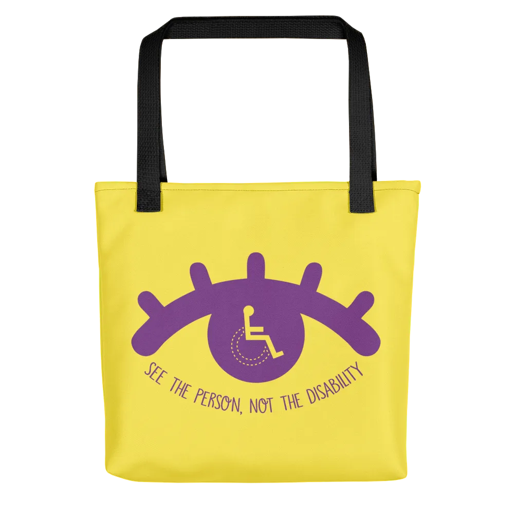 See the Person, Not the Disability (Eyelash Design) Yellow Tote Bag