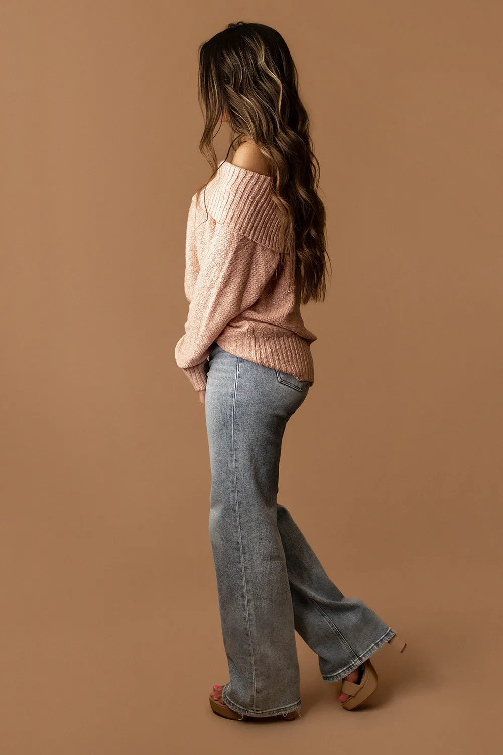See You There Off The Shoulder Sweater (Pink)