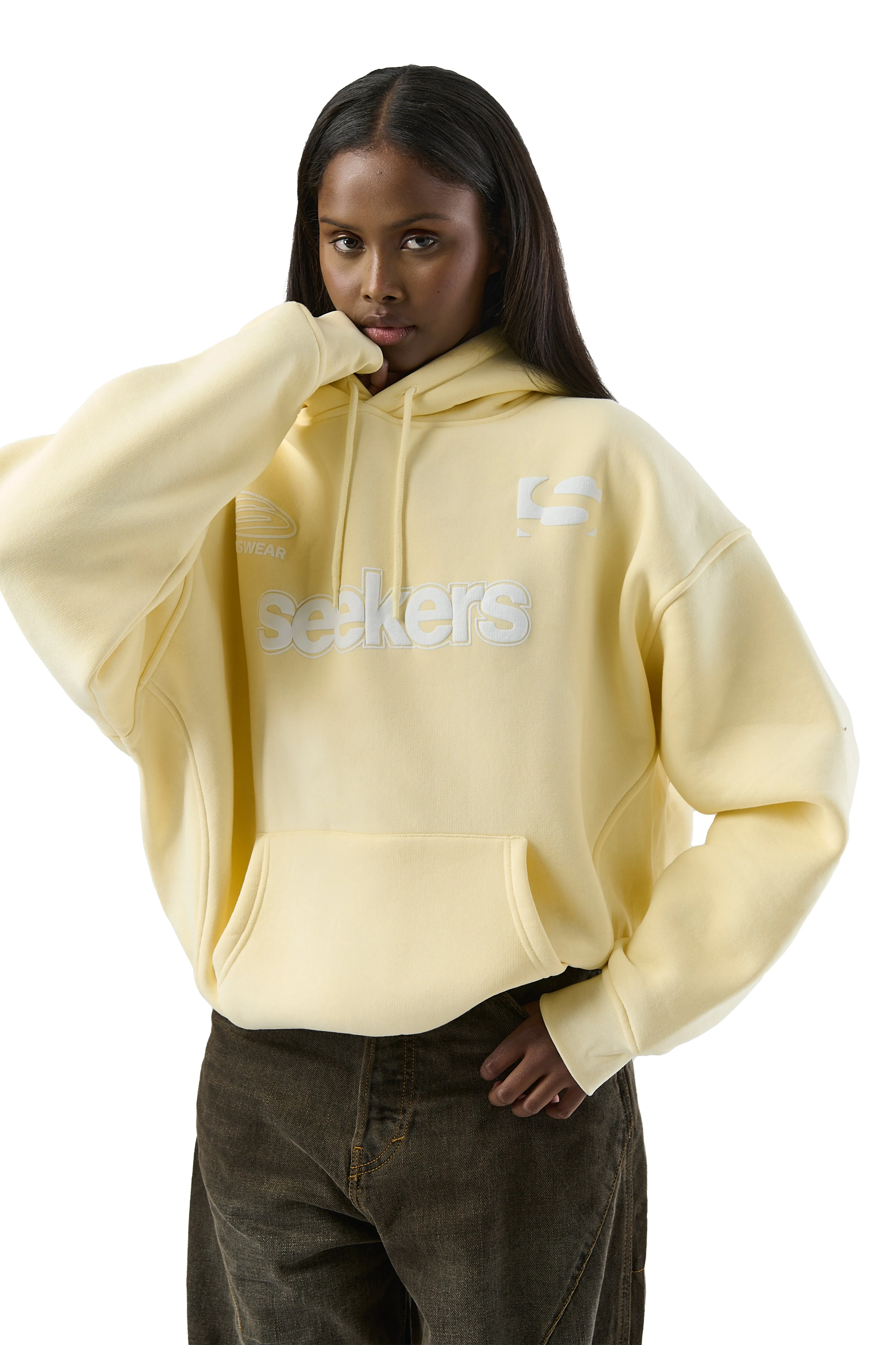 Seekers Motif Hoodie in Butter