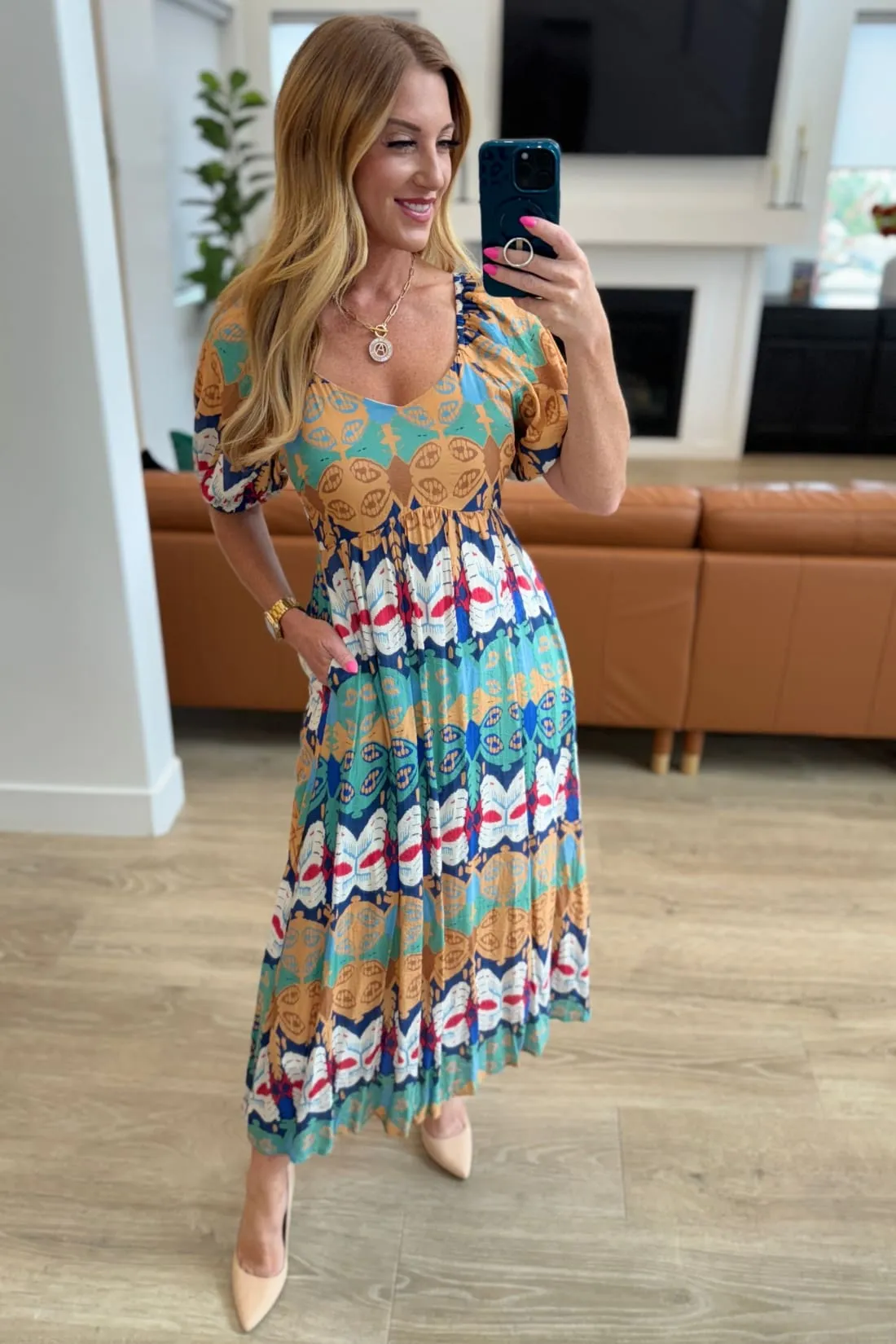 Shaping Reality V-Neck Balloon Sleeve Dress