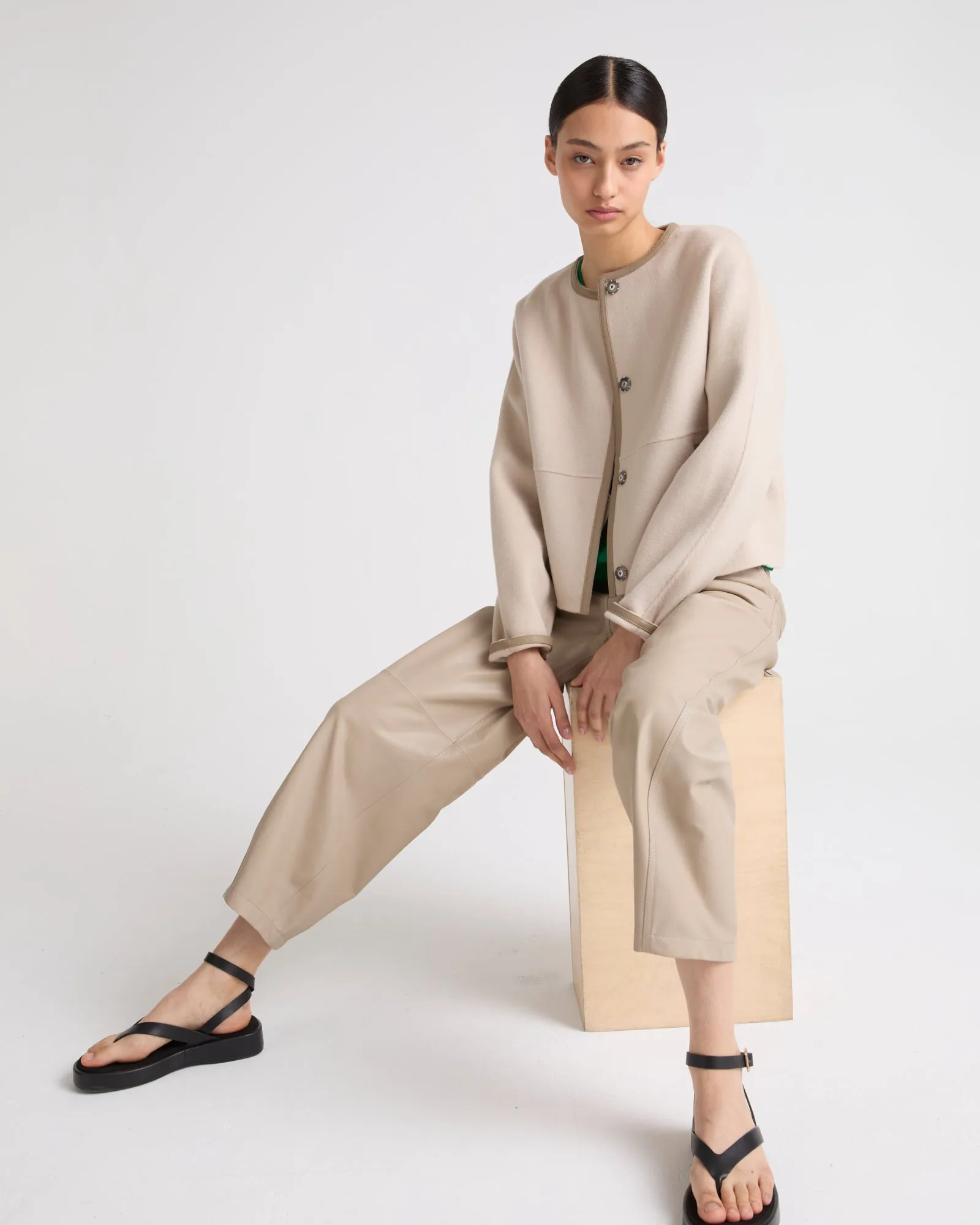 Short cashmere-mix wool jacket