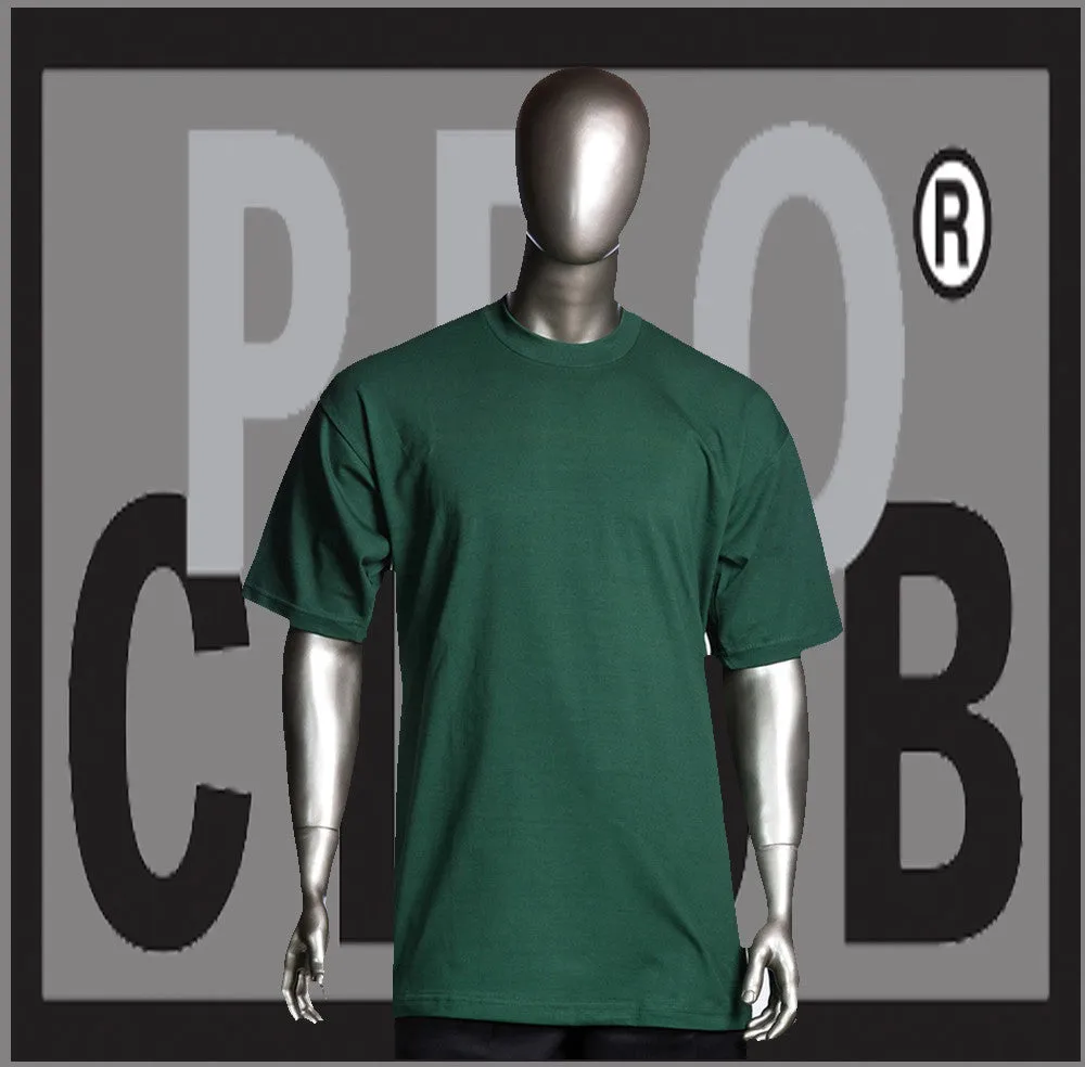 Short Sleeve Crew Neck Pro Club Comfort Forest Green T Shirt