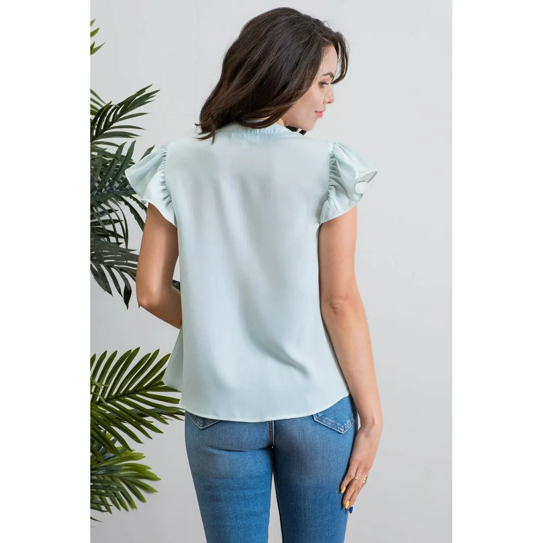 Shoulder Lace Patch Woven Top