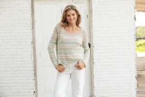 Sierra Striped Cropped Crew Sweater