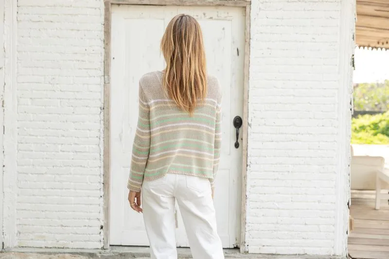 Sierra Striped Cropped Crew Sweater