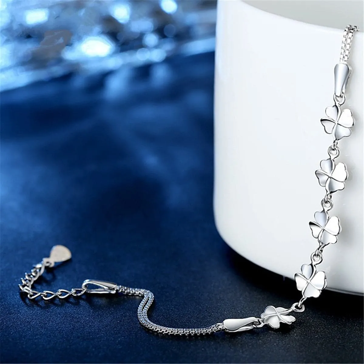 Silver-Plated Clover Bracelet