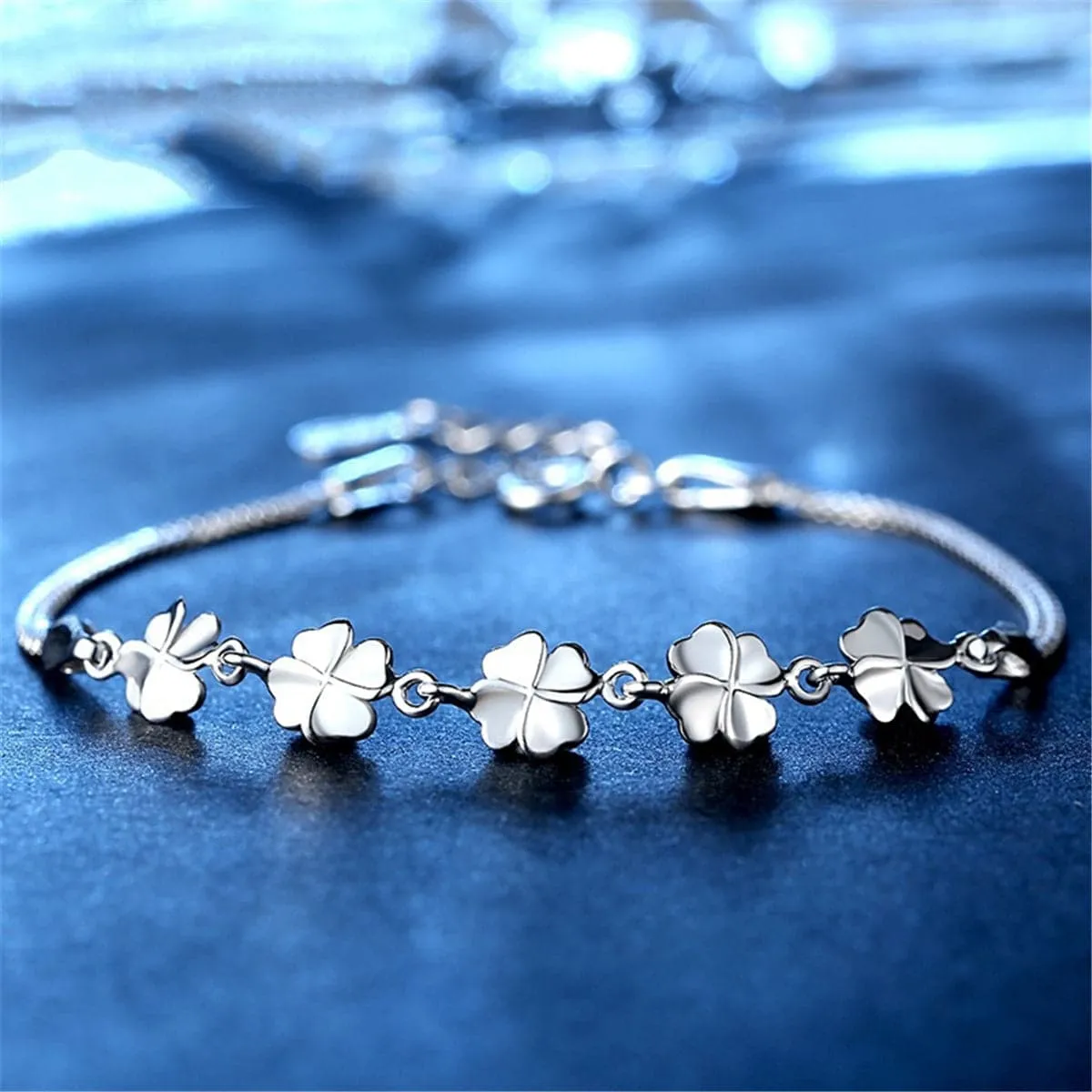 Silver-Plated Clover Bracelet
