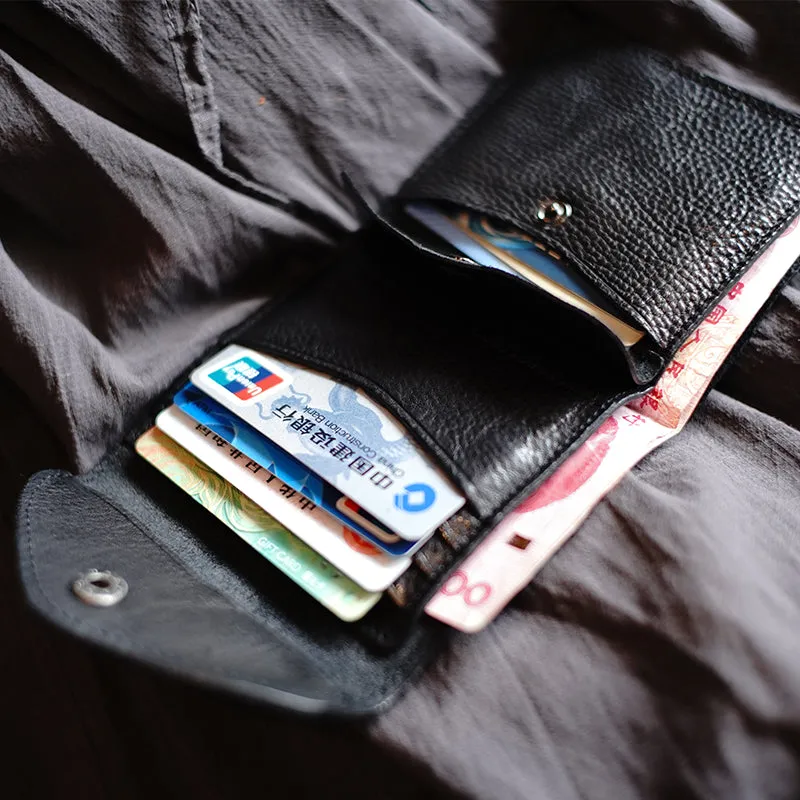 Slim Womens Brown Leather Billfold Wallet Small Wallet with Coin Pocket Envelope Wallet for Ladies