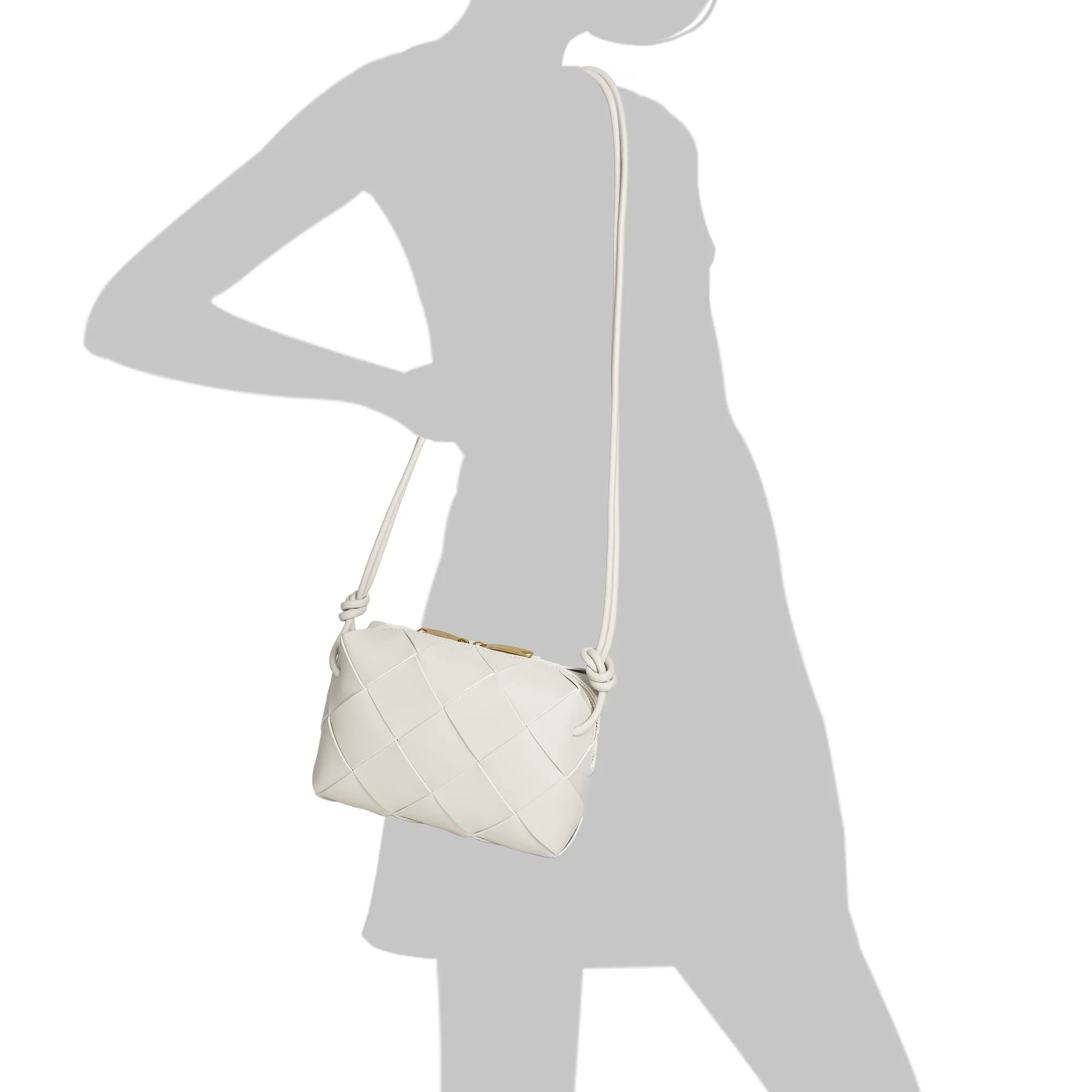 Smooth Woven Leather Top-Handle Crossbody/Shoulder Bag