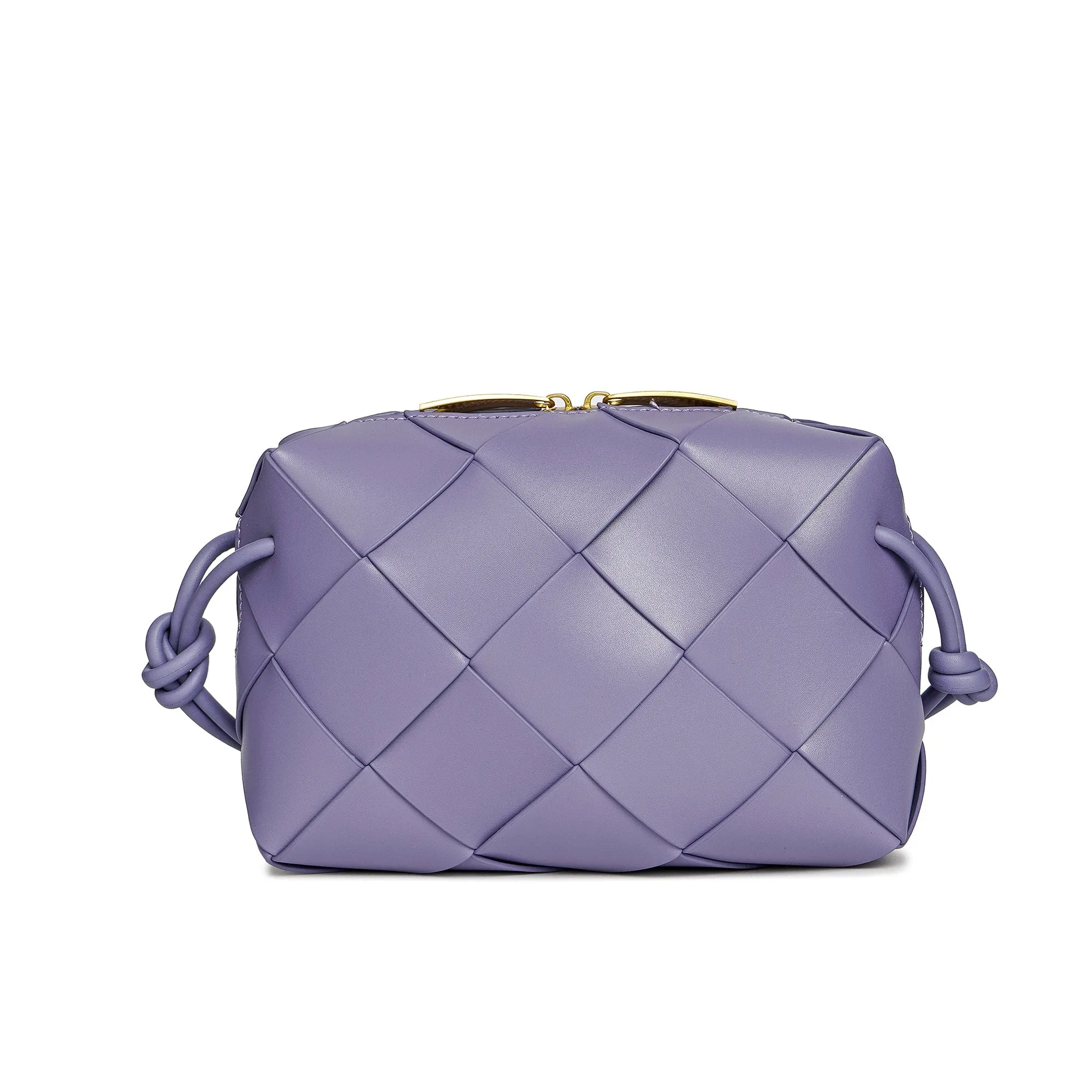 Smooth Woven Leather Top-Handle Crossbody/Shoulder Bag