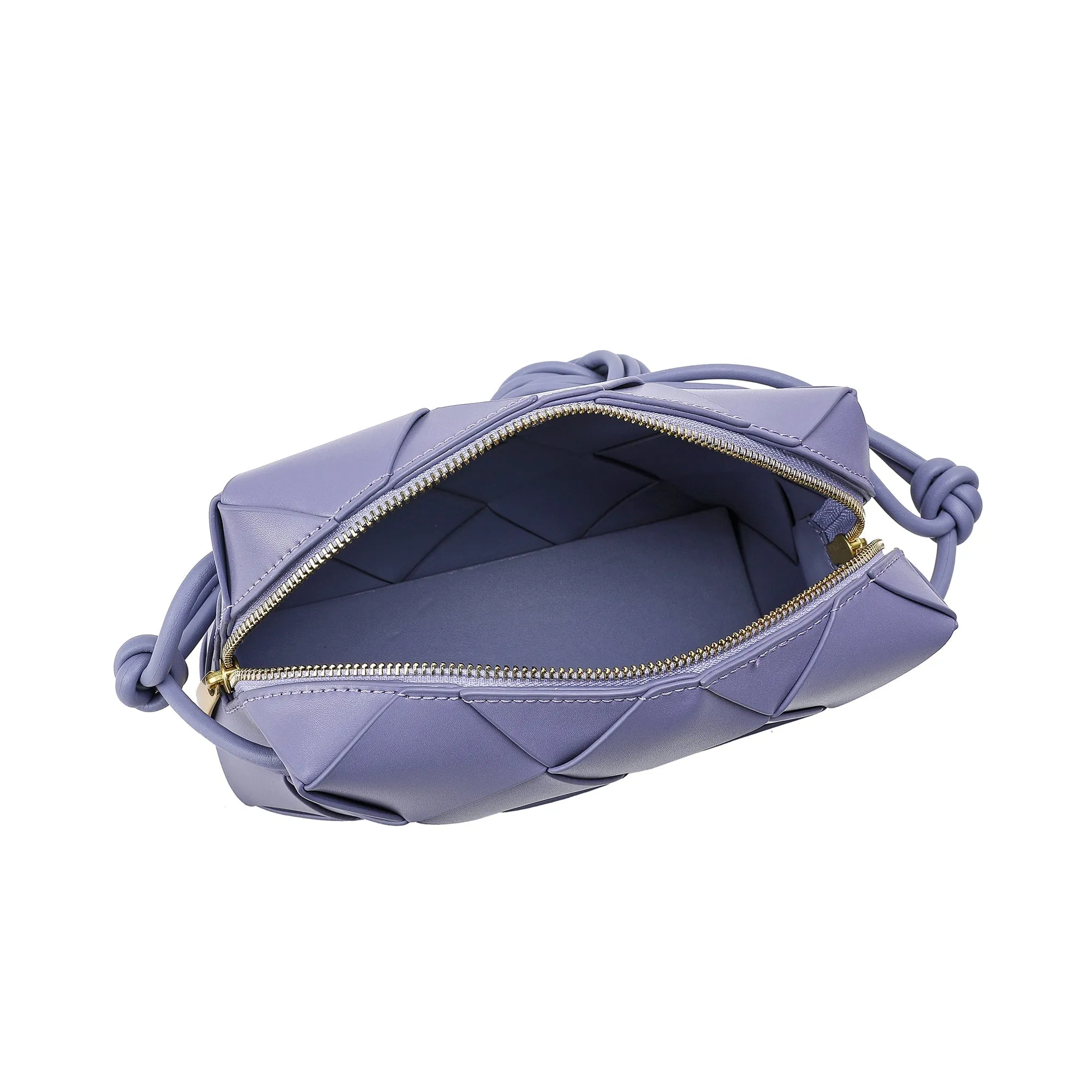 Smooth Woven Leather Top-Handle Crossbody/Shoulder Bag