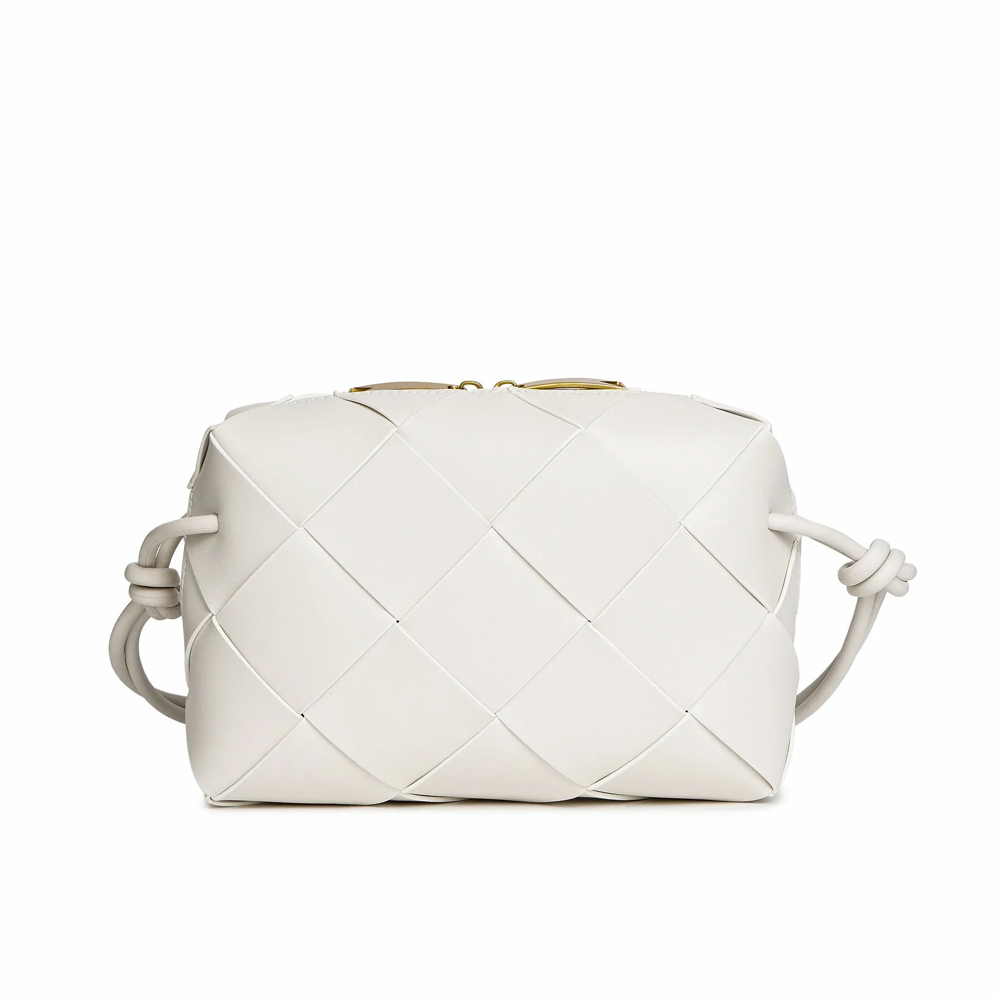 Smooth Woven Leather Top-Handle Crossbody/Shoulder Bag
