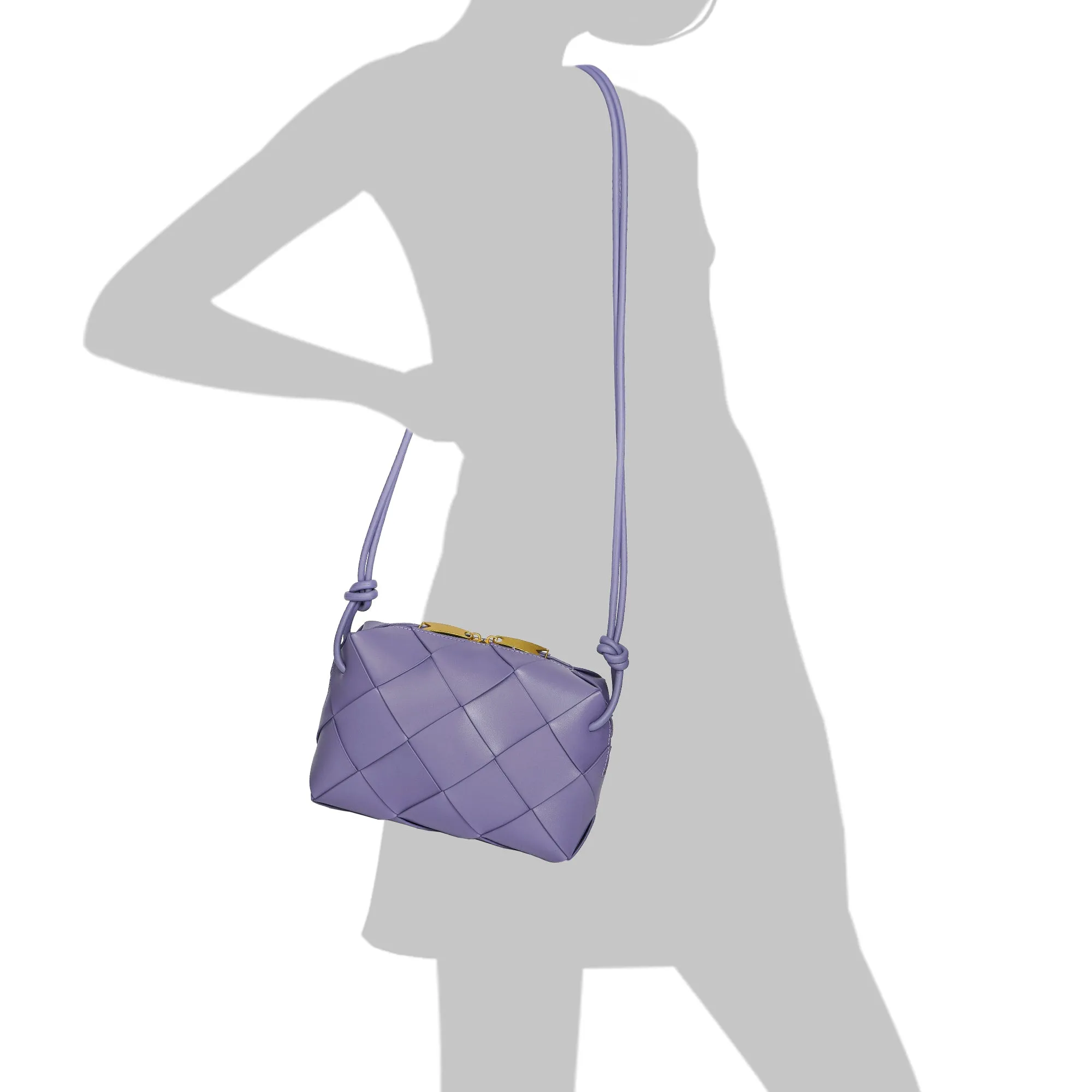 Smooth Woven Leather Top-Handle Crossbody/Shoulder Bag