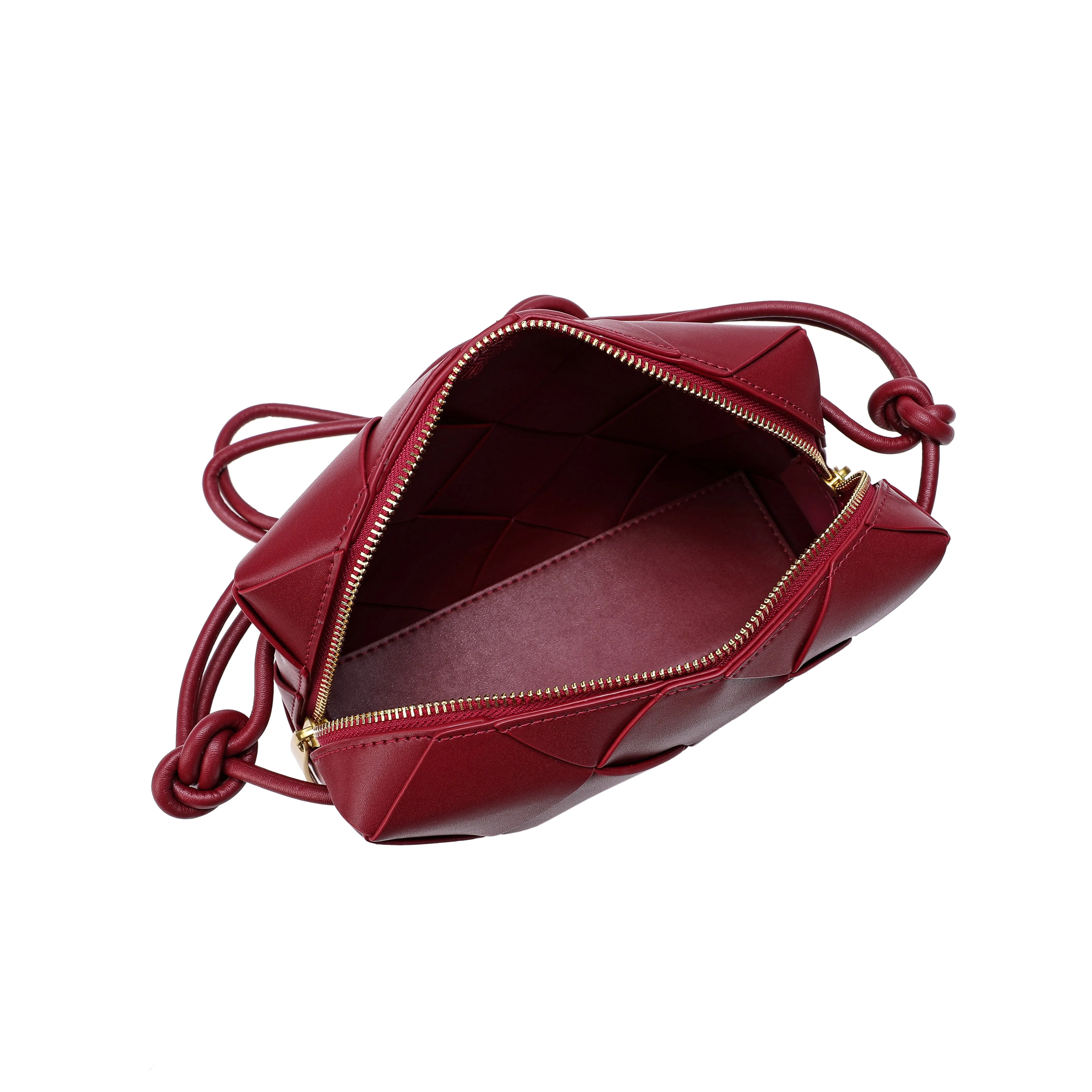 Smooth Woven Leather Top-Handle Crossbody/Shoulder Bag