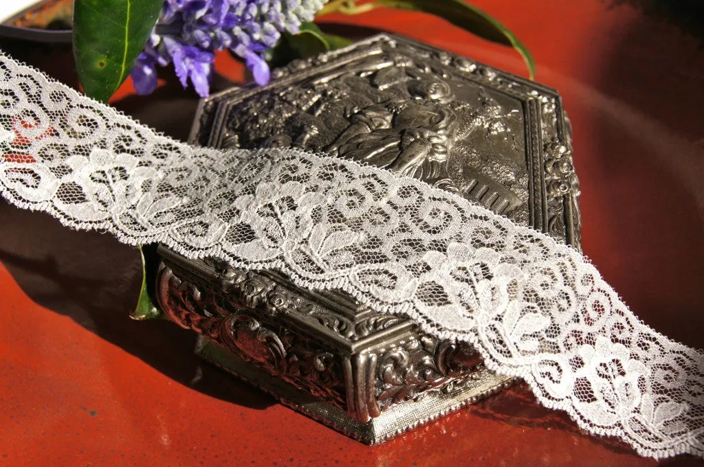 Soft Floral Embroidery Lace Trim 1¼" wide - Beige