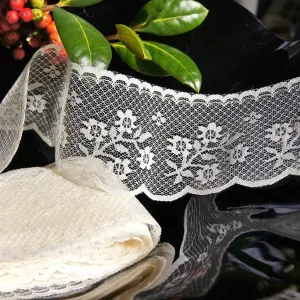 Soft Ivory Floral Lace Trim 2¼" wide