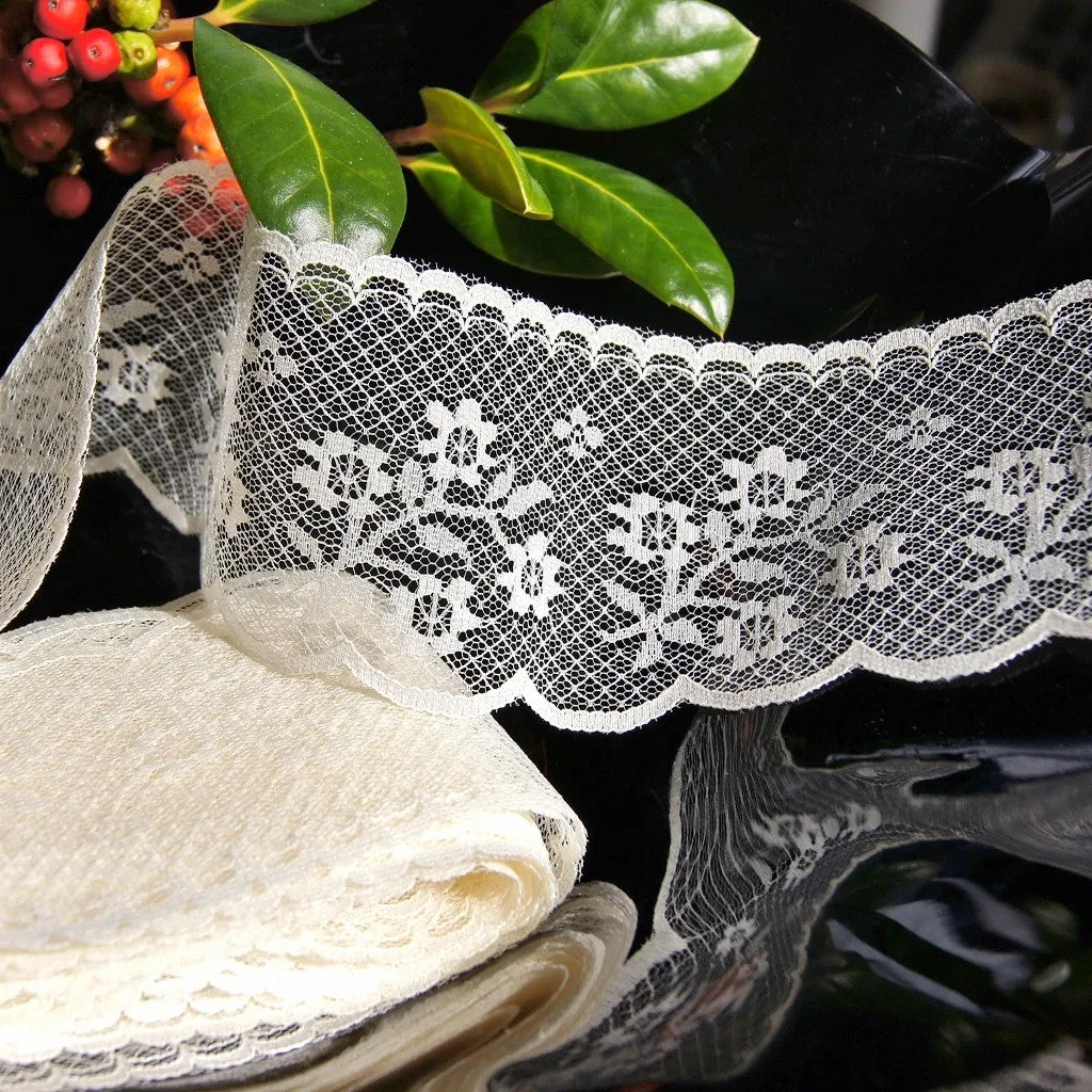 Soft Ivory Floral Lace Trim 2¼" wide