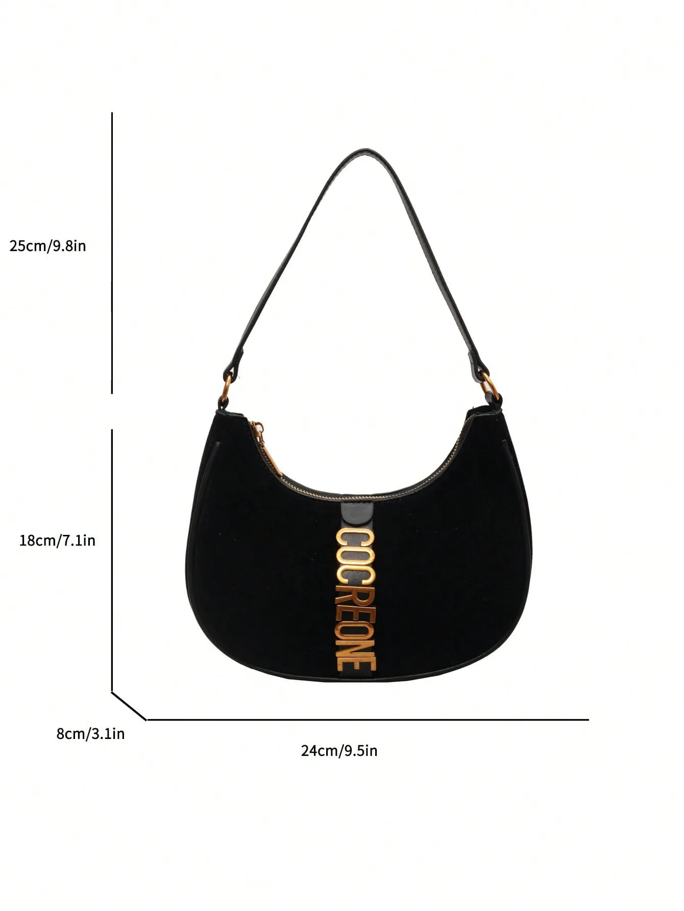 Solid Color Pu Fabric Single Shoulder Crescent Bag