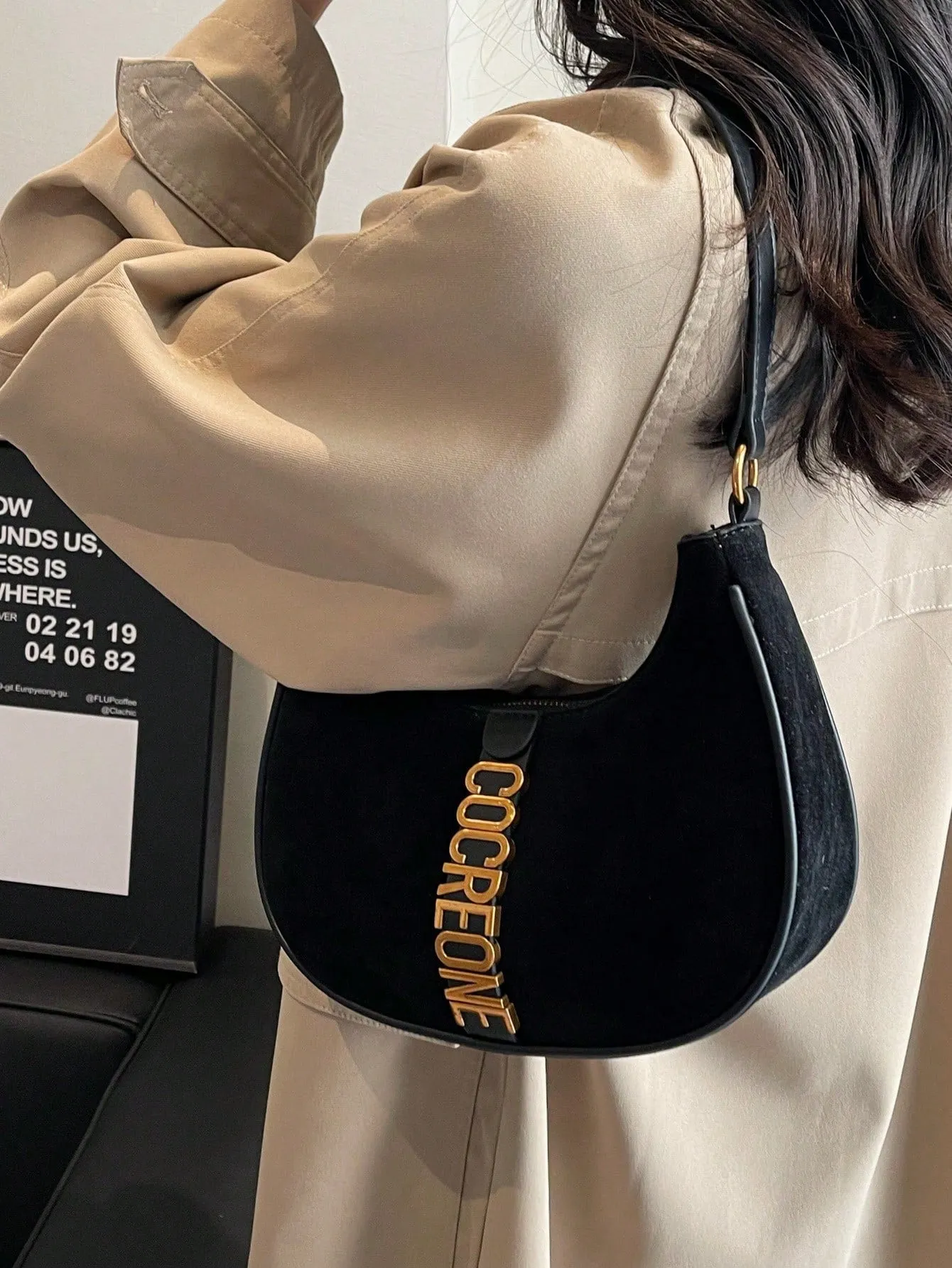 Solid Color Pu Fabric Single Shoulder Crescent Bag