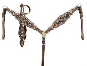 SOUTHWEST COWSKULL HEADSTALL AND BREAST COLLAR SET