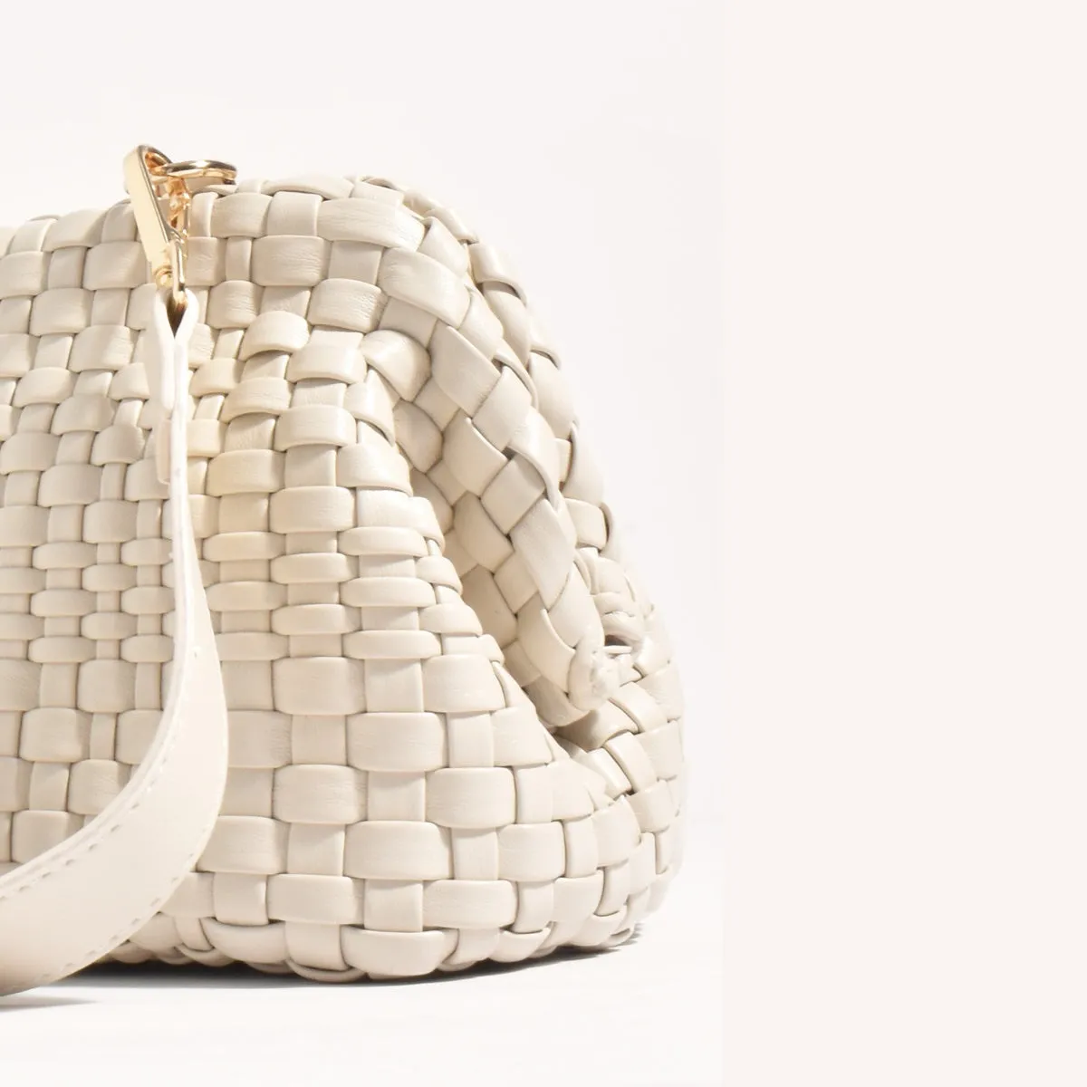 Stassi Woven Structured Shoulder Bag (Cream)
