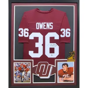 Steve Owens Autographed Signed Framed Oklahoma Heisman Jersey BECKETT